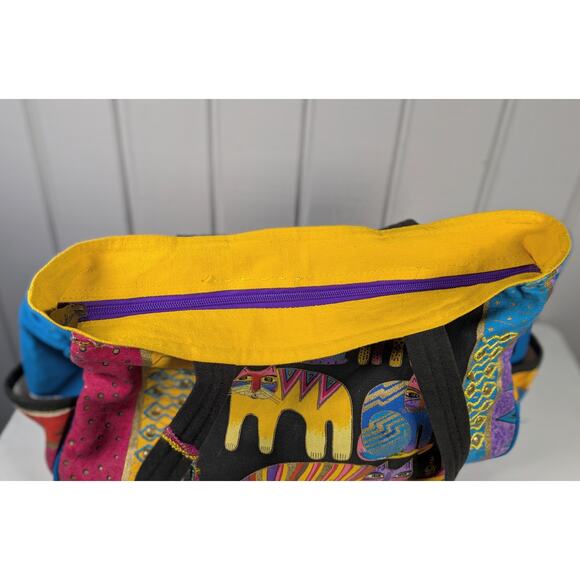 Laurel Burch Fantastic Feline Totem Canvas Medium Sized Tote Shoulder Bag - Picture 8 of 15